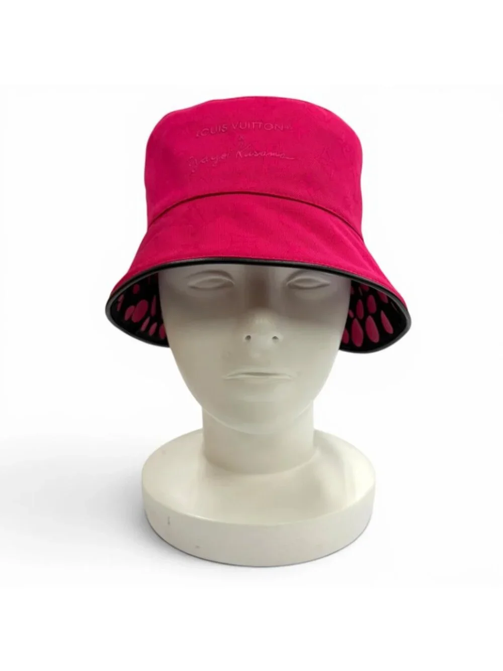 Louis Vuitton Yayoi Kusama Cotton Reversible Infinity Dot Hat Black Pink